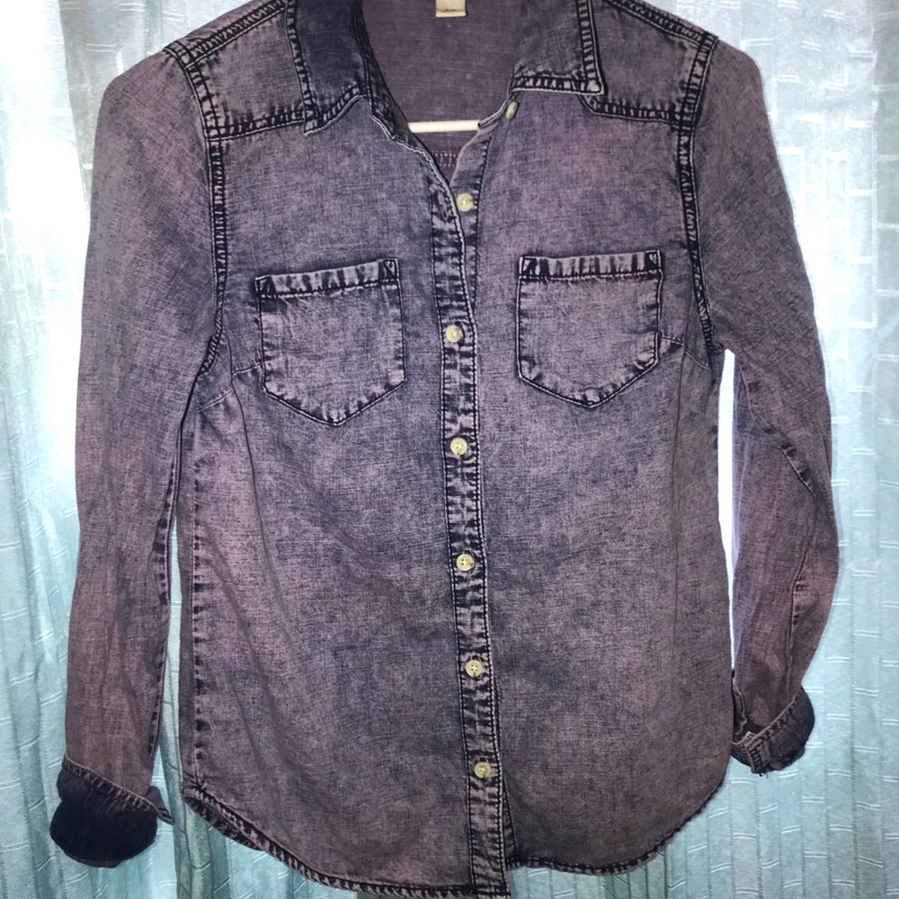 Long sleeve soft jean button up